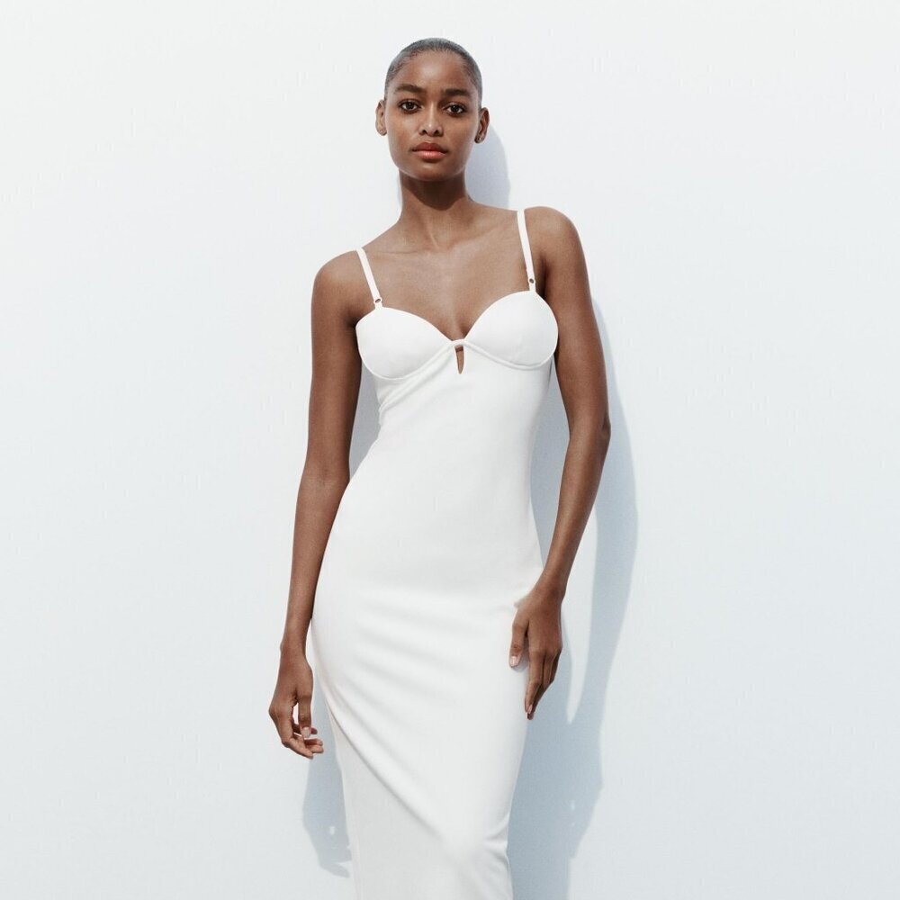 ZARA MIDI DRESS WITH STRAPS SIZE S 4661/315/250